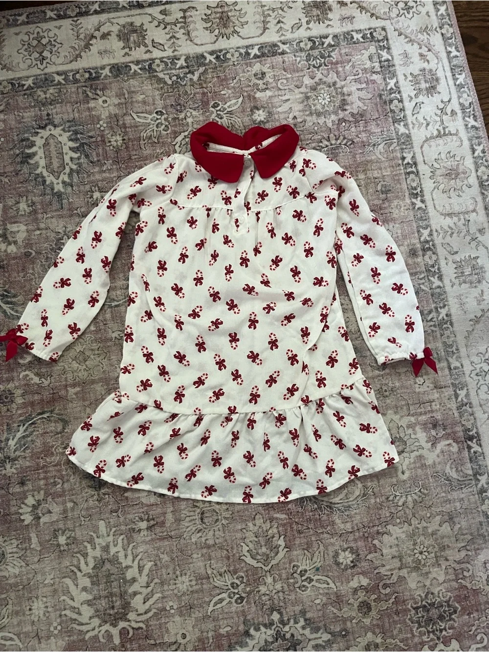 Candy cane flannel ruffle nightgown